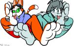  4_toes anthro big_feet blinx blinx_the_time_sweeper canid canine canis crossgender darkburst_(artist) domestic_cat duo dust:_an_elysian_tail dust_(elysian_tail) feet felid feline felis female female/female foot_fetish foot_lick foot_play frozarcold hi_res licking mammal microsoft soles toes tongue tongue_out wolf xbox_game_studios 