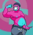  beanie clothed clothing demon hat headgear headwear humanoid male musclegut muscular partially_clothed solo succubus taniwah undressing 