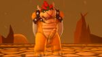  3d_(artwork) anthro azphyr balls bowser collar digital_media_(artwork) erection genitals hand_on_head hi_res horn koopa looking_at_viewer male mario_bros nintendo nude penis scalie solo source_filmmaker spikes 