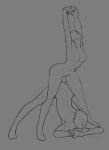  2others arched_back arms_up ass breasts cammy_stretch_(meme) crossed_arms english_commentary facing_up full_body grey_background jack-o&#039;_challenge large_breasts less meme multiple_others navel original own_hands_together simple_background sketch spread_legs standing top-down_bottom-up 
