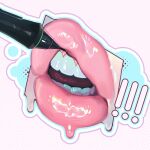  ! !! 1other ambiguous_gender english_commentary gloss highres lips lipstick makeup open_mouth original pen pink_lips stylus teeth thick_lips tongue 
