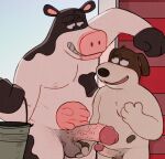  absurd_res anatomically_inaccurate anthro back_at_the_barnyard ball_fondling balls bovid bovine bowserboy101 canid canine canis cattle domestic_dog duke_(back_at_the_barnyard) duo fondling genitals hi_res humanoid_genitalia humanoid_penis male male/male mammal otis_(back_at_the_barnyard) penis teats udders 