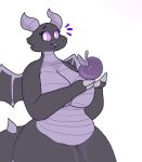  black_body breasts featureless_breasts female food happy holding_food holding_object horn jean_(minecraft) microsoft minecraft mojang purple_eyes purple_tongue tail tongue wings xbox_game_studios 