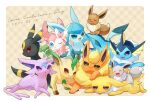  :3 :d :o ^_^ alopias alternate_color artist_name blue_eyes blush border brown_background brown_eyes closed_eyes closed_mouth dated eevee espeon evolutionary_line flareon glaceon green_eyes grin jitome jolteon leafeon looking_at_viewer no_humans one_eye_closed open_mouth outside_border plaid plaid_background pokemon pokemon_(creature) purple_eyes red_eyes shiny_pokemon simple_background sitting smile smirk sylveon teeth tongue tongue_out twitter_username umbreon v-shaped_eyebrows vaporeon white_border 