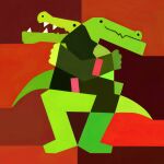  abstract absurd_res alligator alligatorid anthro cagorical crocodilian duo geometric green hi_res male male/male reptile scalie 