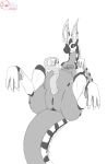  anthro anus belly big_butt big_ears butt digital_media_(artwork) dragon feral genitals god-ale herm hi_res intersex long_penis monochrome penis pussy quadruped sketch slit solo tail thick_thighs vore wide_hips 