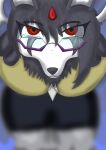  absol absurd_res amaya_nizui anthro clothed clothing depth_of_field eyewear female generation_3_pokemon generation_4_pokemon glasses hi_res hybrid_pokemon looking_at_viewer looking_up lucario nintendo pokemon pokemon_(species) red_eyes solo zero3delta 