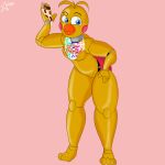  absurd_res animatronic anthro avian beak bird chicken cosmosarts female five_nights_at_freddy&#039;s five_nights_at_freddy&#039;s_2 galliform gallus_(genus) hand_on_hip hi_res machine phasianid pizza_slice robot scottgames solo toy_chica_(fnaf) yellow_body 