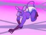  absurd_res all_fours anthro asinus clothed clothing crawling diaper donkey equid equine fur hi_res invalid_tag long_ears looking_at_viewer male mammal multicolored_body psycheapple purple_body purple_fur simple_background solo tail two_tone_body 
