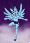  absurd_res anthro asian_mythology blossomblaze boxers_(clothing) chinese_mythology clothing east_asian_mythology equid equine fan_character female freckles hairless hasbro hi_res horn horse humanoid kirin long_tail looking_at_viewer mammal my_little_pony mythology nipples open_mouth pony solo spread_arms spread_wings tail underwear wings 