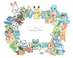  absurdres black_eyes blue_eyes brown_eyes bulbasaur charmander chespin chikorita chimchar closed_eyes closed_mouth cyndaquil fangs fennekin froakie fuecoco grookey hand_up hands_up highres litten mudkip open_mouth oshawott pikachu piplup pokemon pokemon_(creature) pokemon_(game) popplio quaxly red_eyes rowlet scorbunny snivy sobble sprigatito squirtle starter_pokemon_trio tepig teru_(245_neko) torchic totodile treecko turtwig yellow_eyes 