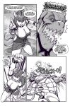  4_fingers action_scene anthro armband big_breasts black_sclera bodily_fluids bowser bowsette_meme bracelet breasts choker claws comic crown demon dialogue female fingers fungus hair headgear hi_res horn humanoid humanoid_pointy_ears jewelry jugem_(pencils) koopa male mario_bros meme monochrome muscular muscular_male mushroom necklace nintendo pencils_(artist) red_hair reptile_tail saliva scalie sharp_teeth shell simple_background sound_effects speech_bubble speed_lines spiked_armband spiked_bracelet spiked_choker spiked_shell spikes spikes_(anatomy) strapless_unitard super_crown super_star teeth toned_body vein 