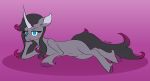  2015 absurd_res belly black_tail blue_eyes cloven_hooves digital_drawing_(artwork) digital_media_(artwork) draw_me_like_one_of_your_french_girls equid equine eyebrows female feral fetlocks fur grey_body grey_fur hi_res hooves horn lying mammal meme navel oleander_(tfh) on_side penn-name raised_eyebrow signature smile solo tail them&#039;s_fightin&#039;_herds unicorn 