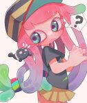  1girl absurdres bracelet clownfish colored_eyelashes fish green_eyes green_hair harmony&#039;s_clownfish_(splatoon) harmony_(splatoon) hat highres iguana1525881 jewelry multicolored_eyes multicolored_hair pink_hair purple_eyes shirt skirt splatoon_(series) splatoon_1 splatoon_3 tentacle_hair tropical_fish two-tone_hair yellow_skirt 