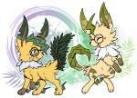  absurd_res eeveelution electric eyewear fan_character generation_1_pokemon generation_4_pokemon glasses grass hi_res invalid_tag jolteon leafeon mane nintendo ouroborotter pine_(disambiguation) plant pokemon pokemon_(species) pokemon_mystery_dungeon pokemon_oc 