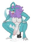  2023 3_fingers 3_toes anal anal_masturbation anal_penetration ancient_pokemon anthro areola balls big_balls big_breasts big_penis blue_body blue_fur blush blush_lines bodily_fluids breasts claws crouching dildo dildo_sitting dripping drooling feet fingers flash_emanata foreskin fur generation_9_pokemon genital_fluids genitals glans gynomorph hi_res huge_penis humanoid_genitalia humanoid_penis im51nn5 intersex leg_markings mane markings masturbation nintendo nipples paradox_pokemon penetration penis pokemon pokemon_(species) precum precum_drip precum_on_ground purple_body purple_fur red_sclera saliva sex_toy simple_background solo sweat sweatdrop tail thick_thighs toe_claws toes tongue tongue_out walking_wake white_background white_body white_fur yellow_eyes 