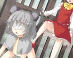  all_fours animal_ears bad_id bad_pixiv_id bdsm blindfold bottomless capelet chen femdom holding_another's_tail masara mouse_ears mouse_tail multiple_girls nazrin nude short_hair tail tail_grab touhou you_gonna_get_raped 