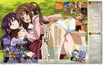  ass breast_grab breasts grabbing kadekaru_chikashi large_breasts mitsuki_sohara multiple_girls official_art panties purple_hair satsukitane_mikako scan sora_no_otoshimono thighhighs underwear 