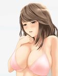  bad_id bad_pixiv_id bikini blush breasts brown_eyes brown_hair cleavage copyright_request highres large_breasts solo swimsuit tachibana_omina 