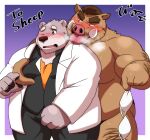  12beat13 anthro bear belly blush bra clothing duo groping_chest groping_from_behind hi_res jambavan lifewonders male male/male mammal nude overweight suid suina sus_(pig) tokyo_afterschool_summoners tusks underwear wild_boar 