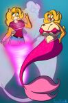  activision anthro bandicoot big_breasts blonde_hair blush breast_expansion breasts crash_bandicoot_(series) curvy_figure expansion female fur green_eyes hair hi_res mammal marine marsupial merfolk mermaid_tail mermaidification multicolored_body multicolored_fur orange_body seashell_bra solo split_form tan_body tan_fur tawna_bandicoot thomasbluewolf transformation underwater vortex water wide_hips 