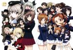  :d absurdres akiyama_yukari anchovy_(girls_und_panzer) animal_ears arm_up bangs black_footwear black_hair black_jacket black_thighhighs blonde_hair blue_eyes boots brown_eyes brown_hair brown_shirt cat_ears clenched_hands closed_mouth coat crossed_arms cup darjeeling_(girls_und_panzer) eating garrison_cap girls_und_panzer glasses green_hair green_shirt grey_coat grey_eyes hair_between_eyes hat highres holding holding_cup holding_pillow holding_saucer isuzu_hana jacket kadotani_anzu katyusha_(girls_und_panzer) kawashima_momo kay_(girls_und_panzer) koyama_yuzu kuromorimine_military_uniform long_sleeves looking_at_viewer megami_magazine mika_(girls_und_panzer) multiple_girls navel nishi_kinuyo nishizumi_miho nonna_(girls_und_panzer) official_art one_eye_closed ooarai_military_uniform open_mouth pillow pleated_skirt pravda_military_uniform red_skirt reizei_mako saucer saunders_military_uniform scan shimada_arisu shirt simple_background skirt smile st._gloriana&#039;s_military_uniform sugimoto_isao takebe_saori thighhighs uniform v white_background white_skirt yellow_skirt 