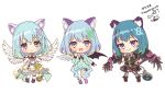  :d absurdres animal_ear_fluff animal_ears bangs black_footwear black_jacket black_skirt black_wings blue_dress blue_hair blue_necktie blush cat_ears cat_girl cat_tail chain closed_mouth collared_dress collared_shirt commentary_request commission copyright_request demon_wings dress ears_down eyebrows_hidden_by_hair feathered_wings frilled_skirt frills grey_thighhighs hair_between_eyes hair_ornament highres jacket kurono_kito multicolored_hair multiple_wings necktie pink_footwear pleated_dress purple_eyes purple_footwear purple_hair purple_skirt shirt shoes signature skeb_commission skirt smile steepled_fingers streaked_hair striped striped_thighhighs tail thank_you thighhighs translation_request vertical-striped_thighhighs vertical_stripes virtual_youtuber white_shirt white_thighhighs white_wings wings 