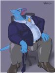  absurd_res anthro avian beak bird bluebird bulge chair clothed clothing digital_media_(artwork) eastern_bluebird furniture hi_res jamejarrs looking_at_viewer male neptune_mereaux on_chair oscine passerine simple_background sitting sitting_on_chair slightly_chubby solo solo_focus suit thrush_(bird) 