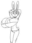  angstrom animated anthro big_breasts bikini breasts clothing female hair hands_behind_head huge_breasts lagomorph leporid looking_at_viewer mammal molly_(angstrom) monochrome rabbit shaking_breasts short_playtime smile solo swimwear 