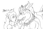  2017 anthro blush blush_lines bodily_fluids bowser clothed clothing collar crown dragon dress duo ear_piercing ear_ring eye_contact fangs female hair half-closed_eyes headgear horn human kissing koopa looking_at_another male mammal marcushunter mario_bros narrowed_eyes nintendo open_mouth piercing princess_peach ring_piercing saliva saliva_on_tongue saliva_string scales scalie shell signature spiked_collar spiked_shell spikes spikes_(anatomy) teeth tongue tongue_out 