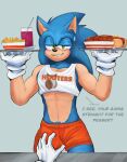  anthro blurau bottomwear clothing eulipotyphlan food grope groping_crotch hedgehog hi_res hooters male mammal sega shorts sonic_the_hedgehog sonic_the_hedgehog_(series) 