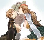  1boy 2girls amane_suzuha amane_yuki black_jacket braid breasts cum erection facial father_and_daughter group_sex hashida_itaru highres husband_and_wife incest jacket kissing_penis long_hair mother_and_daughter multiple_girls nipples oyakodon_(sex) penis simple_background steins;gate threesome vanishing_tel-o 