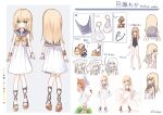  +_+ 1girl :d ^_^ animal_ears blonde_hair blue_sailor_collar bow brown_footwear brown_hair cat_ears cat_girl cat_tail closed_eyes closed_mouth commentary_request dress food green_eyes hair_ornament hairclip hat holding holding_food ice_cream ice_cream_cone kemonomimi_mode long_hair multiple_views original reference_sheet sailor_collar sailor_dress sandals shoe_soles sleeveless sleeveless_dress smile soft_serve sun_hat tail translation_request twitter_username very_long_hair waka_(yuuhagi_(amaretto-no-natsu)) white_background white_dress white_footwear white_headwear yellow_bow yuuhagi_(amaretto-no-natsu) 