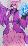  absurd_res anthro bat big_breasts black_hands black_lips black_sclera breasts delphox elemental_manipulation female fire fire_manipulation fluffy fluffy_ears fluffy_hair fur fusion generation_6_pokemon hair hi_res holding_breast hybrid inner_ear_fluff lips magic magic_user mammal multicolored_body nintendo pink_body pink_eyes pink_fur pink_hair pokemon pokemon_(species) pokemon_fusion rasbyll_(zortrex) smile solo tuft two_tone_body white_hair wings zortrex 