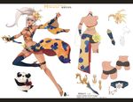  asymmetrical_clothes bad_id bad_pixiv_id breasts character_sheet cleavage cleavage_cutout detached_sleeves granado_espada highres large_breasts legs midriff panda panpan_the_panda penguin_caee ponytail scout_(granado_espada) shorts single_thighhigh thigh_strap thighhighs white_hair 