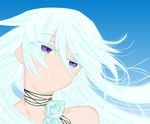  choker close-up flower head_tilt long_hair pandora_hearts purple_eyes rose smile solo white_hair will_of_the_abyss wind 