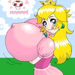  :p bb blush breasts cleavage dress gigantic_breasts large_breasts princess_peach smile woot 