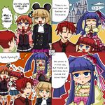  4girls 4koma animal_ears blue_hair blush bow brother_and_sister brown_hair comic dress furudo_erika hard_translated multiple_girls pink_bow red_hair ribbon rifyu siblings tears translated twintails umineko_no_naku_koro_ni ushiromiya_ange ushiromiya_battler ushiromiya_maria ushiromiya_rosa 