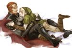  artist_request ass_grab bed blonde_hair blush ganondorf grab link male mtfy_(artist) nail_polish nintendo piercing pointy_ears smile the_legend_of_zelda triforce yaoi 