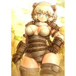  armor blue_eyes breasts colossus curvy fur horns large_breasts panties personification shadow_of_the_colossus shigatake solo thighhighs underwear valus 