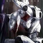  furayu_(flayu) mass_production_eva mecha neon_genesis_evangelion no_humans teeth text_focus weapon 