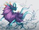  closed_mouth commentary_request full_body grey_background highres looking_back namiura no_humans pokemon pokemon_(creature) red_eyes solo walking_wake water wavy_mouth 
