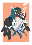  border brown_pupils commentary_request full_body highres hisuian_decidueye holding holding_smoking_pipe looking_at_viewer no_humans open_mouth pkpokopoko3 pokemon pokemon_(creature) smoke_ring smoking_pipe solo talons tongue white_border yellow_eyes 