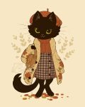  4:5 anthro autumn biped black_body black_fur clothed clothing domestic_cat felid feline felis female fur mammal samantha_whitten solo tail whiskers 