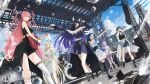  6+girls alternate_costume amplifier animal_ears azur_lane band bass_guitar black_choker black_dress black_footwear black_hair black_horns black_shirt blonde_hair blue_eyes blue_hair blue_shorts boots breasts brest_(azur_lane) cat_ears chkalov_(azur_lane) choker concert cross-laced_footwear cymbals dress drum drum_set electric_guitar guitar hair_over_one_eye harbin_(azur_lane) highres holding holding_instrument horns idol instrument labcoat large_breasts long_hair long_sleeves mechanical_horns medium_breasts microphone microphone_stand midriff multiple_girls musashi_(azur_lane) music official_art open_labcoat pink_eyes pink_hair pink_skirt playing_instrument plymouth_(azur_lane) prinz_rupprecht_(azur_lane) purple_hair purple_skirt red_horns shirt shorts singing single_thighhigh skirt somehira_katsu stage standing synthesizer thigh_boots thighhighs two-tone_horns very_long_hair wakatsuki_(azur_lane) white_dress white_thighhighs 