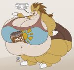  absurd_res anthro big_breasts big_butt bottomwear breasts butt claws clothed clothing dialogue female fully_clothed generation_1_pokemon hi_res huge_belly huge_breasts huge_butt morbidly_obese navel nintendo obese overweight pokemon pokemon_(species) sandpancake sandslash shirt shorts simple_background solo tank_top text topwear translated yina 