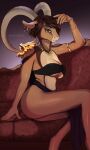  antelope anthro astradoll bovid breasts chain clothed clothing digital_media_(artwork) female fur hair hi_res looking_at_viewer looking_down mammal simple_background smile solo 