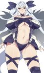  1girl alternate_color angel_wings ass_visible_through_thighs bangs bare_shoulders belt black_choker black_panties black_ribbon black_thighhighs breasts choker dated detached_sleeves dizzy_(guilty_gear) feathered_wings groin guilty_gear guilty_gear_x guilty_gear_xx hair_between_eyes hair_ribbon hair_rings highres kuma_(jk0073) large_breasts long_hair long_sleeves midriff navel off_shoulder open_mouth panties puffy_long_sleeves puffy_sleeves red_eyes ribbon sideboob sidelocks signature simple_background skindentation solo stomach tail thick_thighs thigh_gap thighhighs thighs twintails underboob underwear white_background white_hair wings 