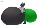 anthro belly big_belly big_butt blush butt cinderace clothing fan_character fur generation_8_pokemon green_clothing grey_body grey_clothing grey_fur happy hi_res holding_belly huge_butt hyper hyper_belly hyper_butt hyper_pregnancy leggings legwear male navel nintendo outie pokemon pokemon_(species) pregnant pregnant_male reathe_(character) simple_background solo sweatshirt tight_clothing white_background yutic 