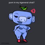 angry anthro band1tnsfw big_breasts breasts clothing digital_drawing_(artwork) digital_media_(artwork) discord_(app) eyelashes female footwear hi_res high_heels lips long_eyelashes meme nude shaded simple_background simple_shading solo thick_lips thick_thighs wumpus 